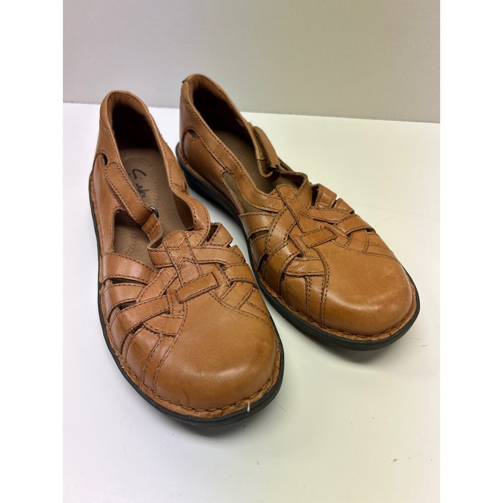 Clarks NIKKI COMMON Leather Sandal  Slip-On Flat Brown/Tan 6.5